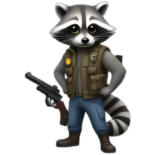 Raccoon with a gun emoji