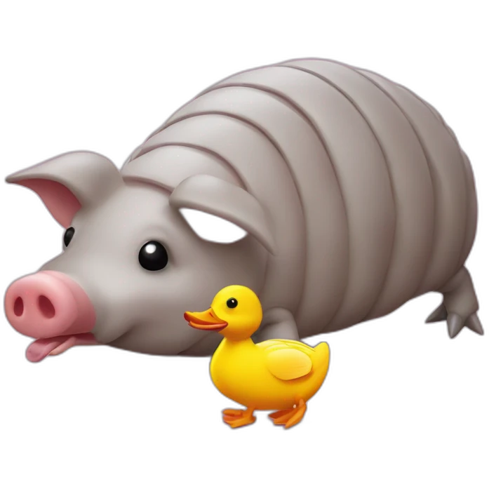  pig armadillo centipede insect with yellow duck face rubber ducky emoji