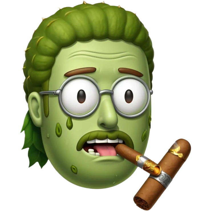 Pickle Rick smoking a cigar emoji
