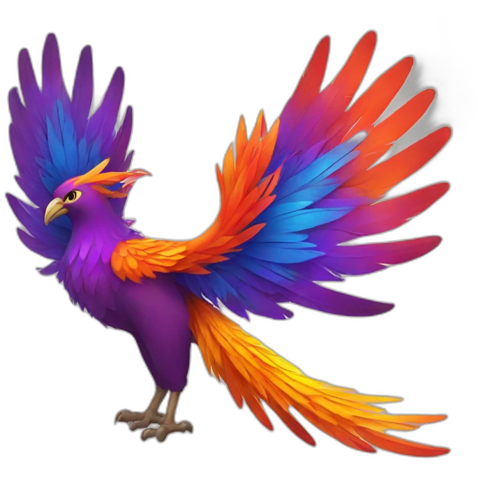 phoenix with purple, red, orange, and yellow feathers emoji