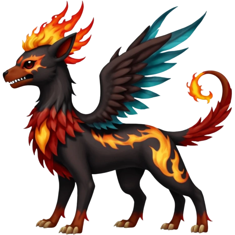 Volcanic Blazing Fiery Evil Skeletal Beaky Feathery Hot Cool Houndoom-Gryphon-Vaporeon-Flareon-fusion (full body) emoji