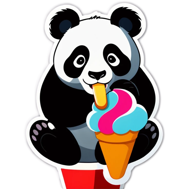 Panda eating ice cream emoji