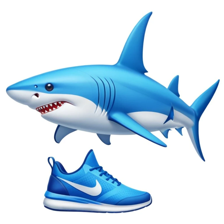 Tiburón con piernas y zapatos Nike azules  emoji