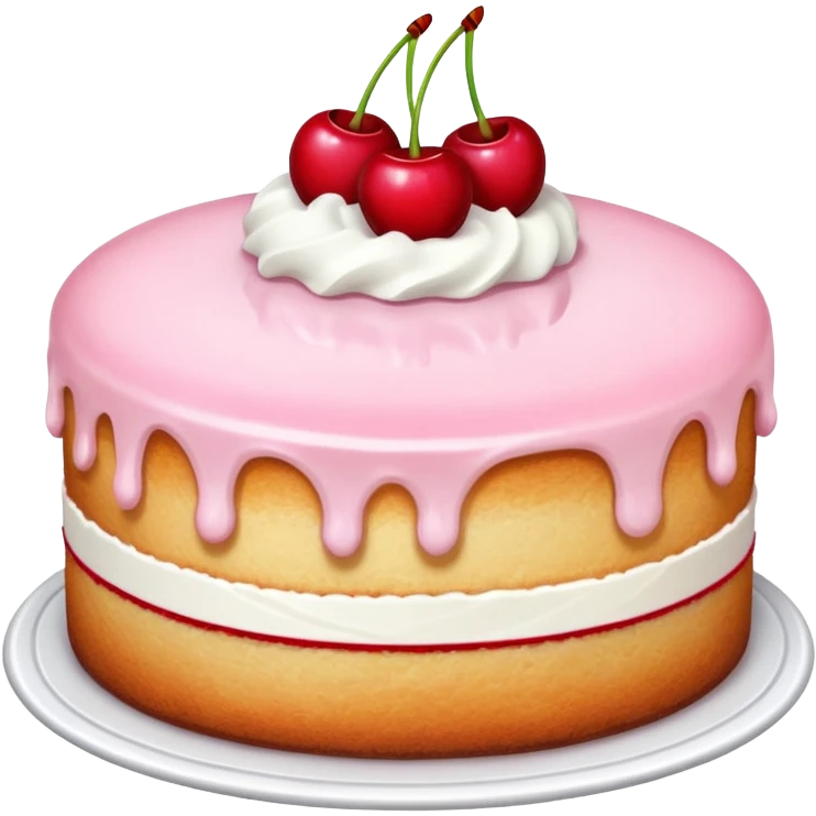 A light pink comfort cake, garnished with two cherries. emoji