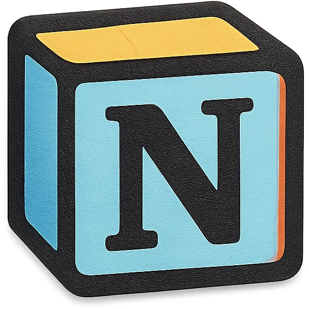 notion icon in paper cut style, white background, black outline, colorful, simple, flat emoji