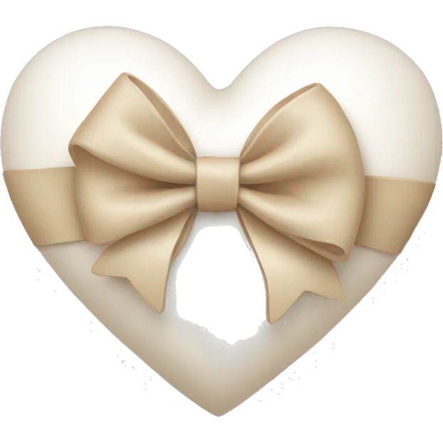 white heart with beige bow emoji