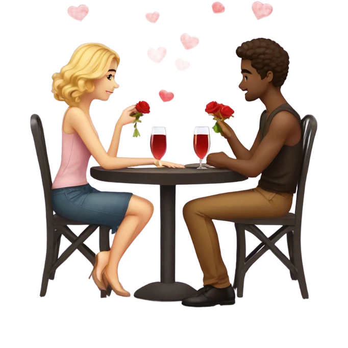 Romantic date for beautiful stylish young couple in love emoji