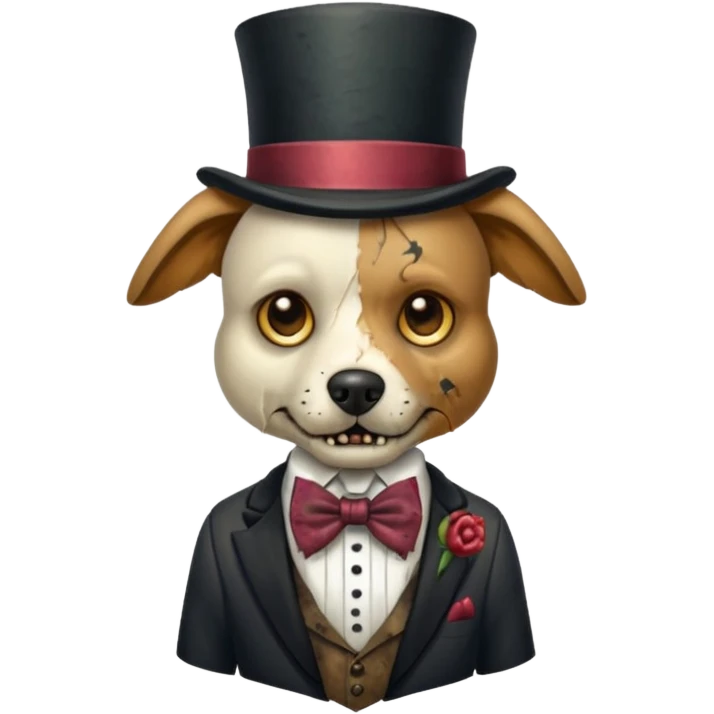 zombie dog with bow tie and top hat emoji