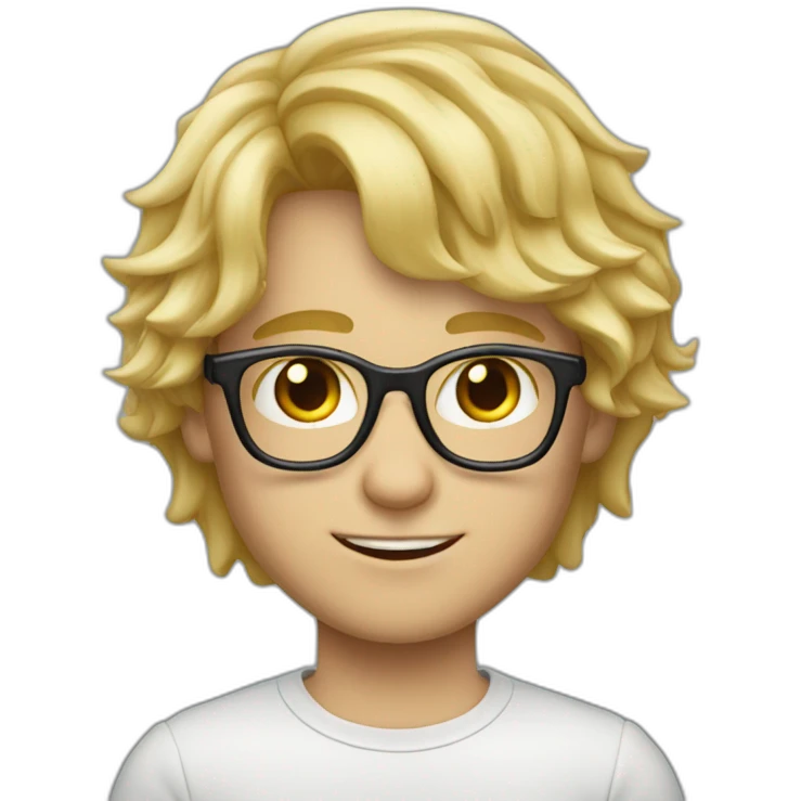 Blond boy with glasses and mi long hair with ondulation emoji