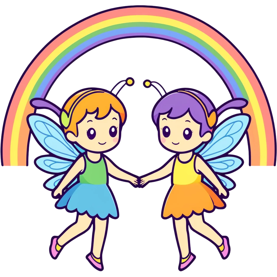 Two Fairy Sisters with Rainbow Wings emoji