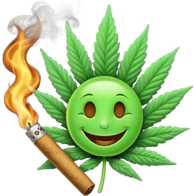 a marijuana joint with a happy face emoji