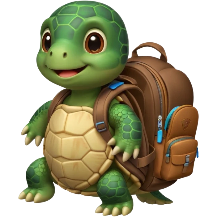 a cute little turtle with a backpack emoji