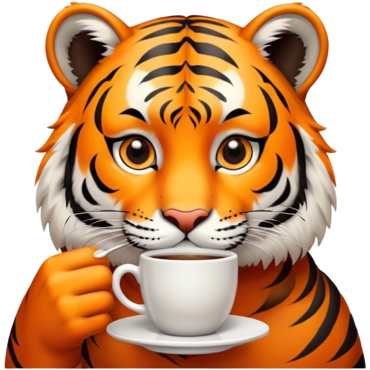 Tiger drinking coffee emoji