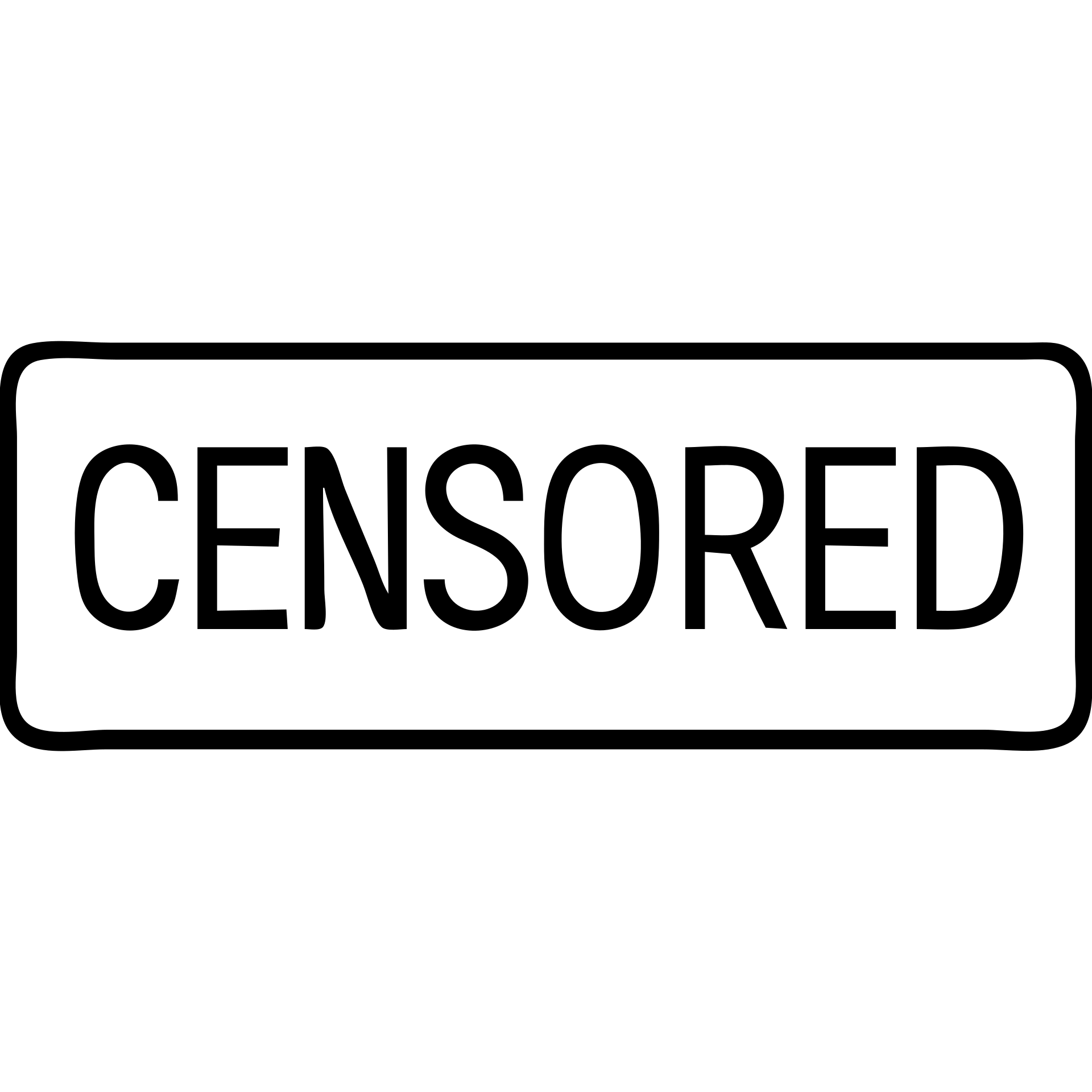 CENSORED text in thin outlined rectangle emoji