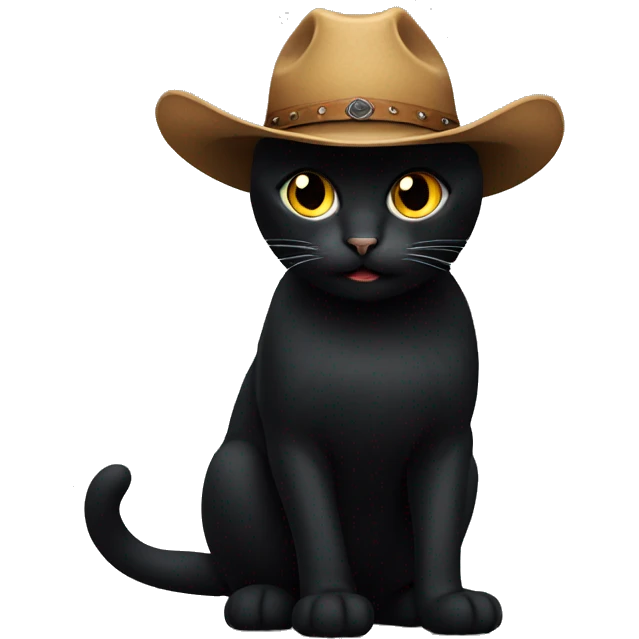 A black cat with a cowboy hat  emoji