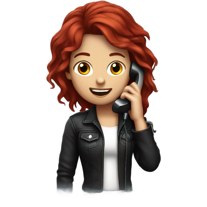 Dark red haired rockstar girl talking on the phone emoji