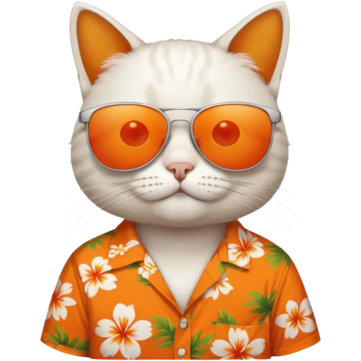white Cat – relaxed with sunglasses and orange aloha shirt emoji