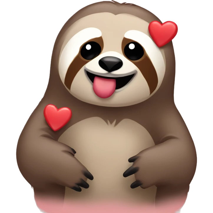 Sloth with kisses and hearts emoji