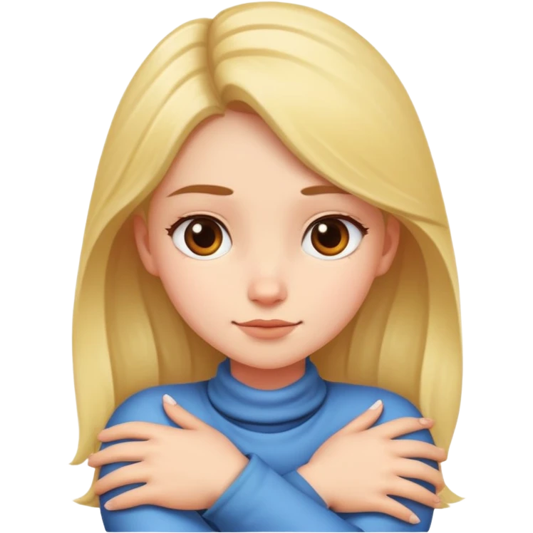 Girl with arms crossed around her neck emoji