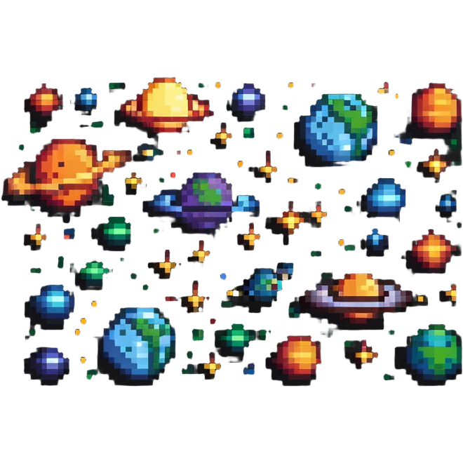 space galaxy with planets and stars emoji