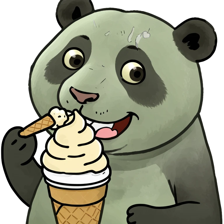 Panda eating ice cream emoji