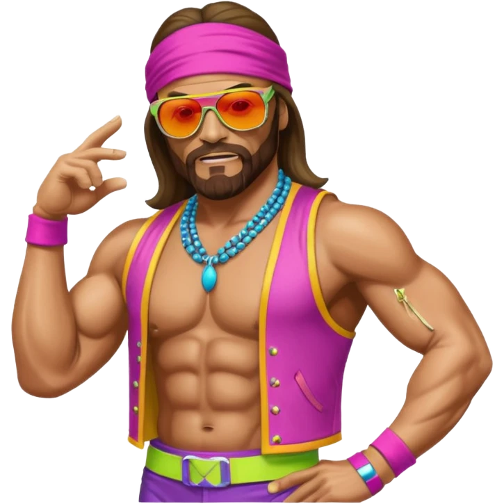 Create a Macho Man emoji for a teams chat but make it more original style to the game - make it as realistic as possible emoji