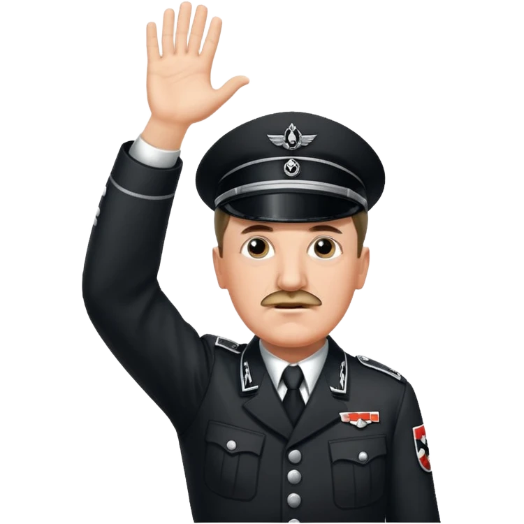 Adolf Hitler with a small mustache raising one hand straight out like a Sieg Hail salute in Black SS uniform. The arm must be straight out with no bend in the elbow emoji
