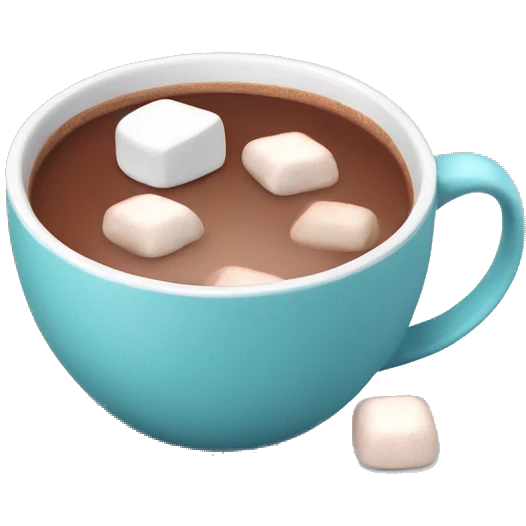 Red mug with hot cocoa and marshmallows emoji