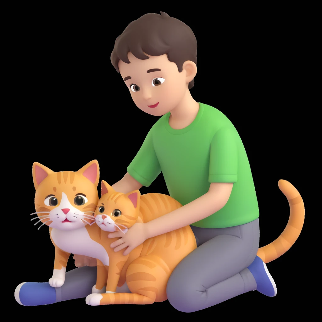 boy and cat pet emoji
