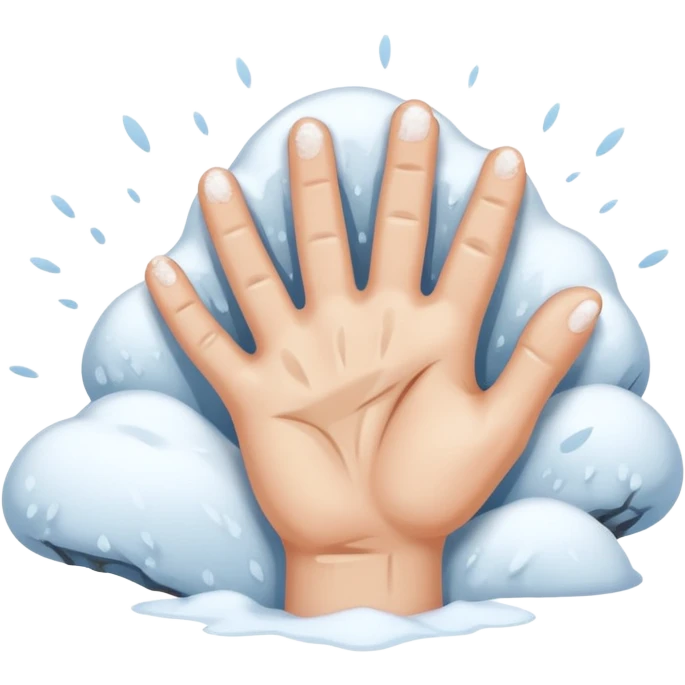 a hand sticking out from snow emoji