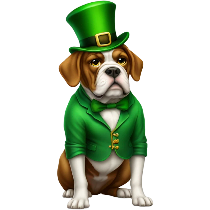 Leprechaun standing on a bulldog emoji