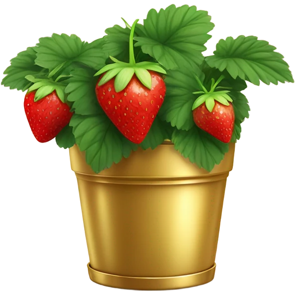 Strawberry plant in gold planter emoji