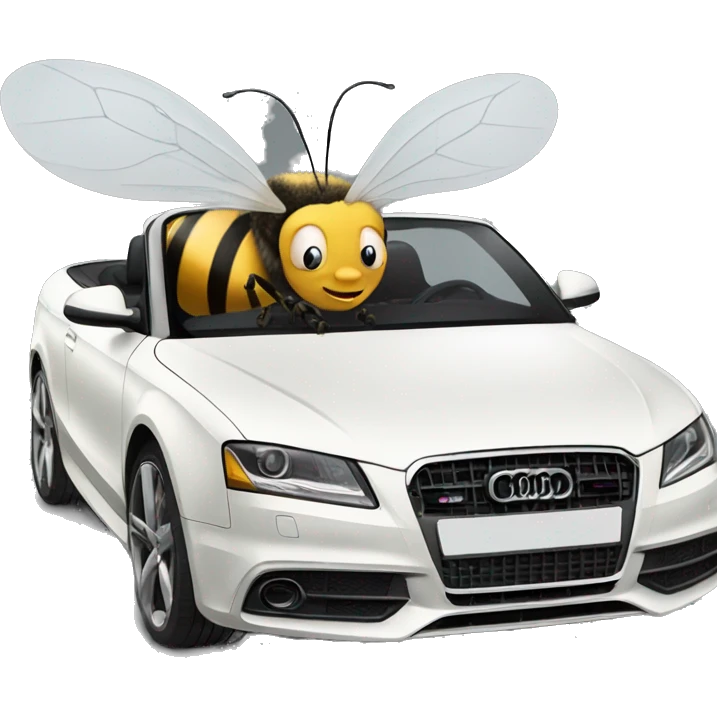 Bee driving inside of white Audi  emoji