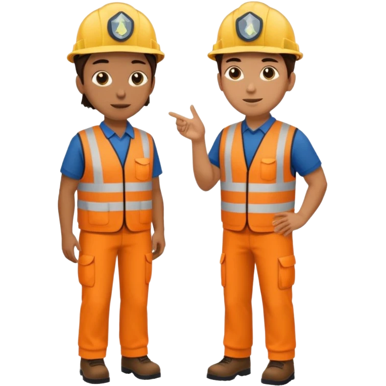 Landscaping company worker talking to another person, full body emoji