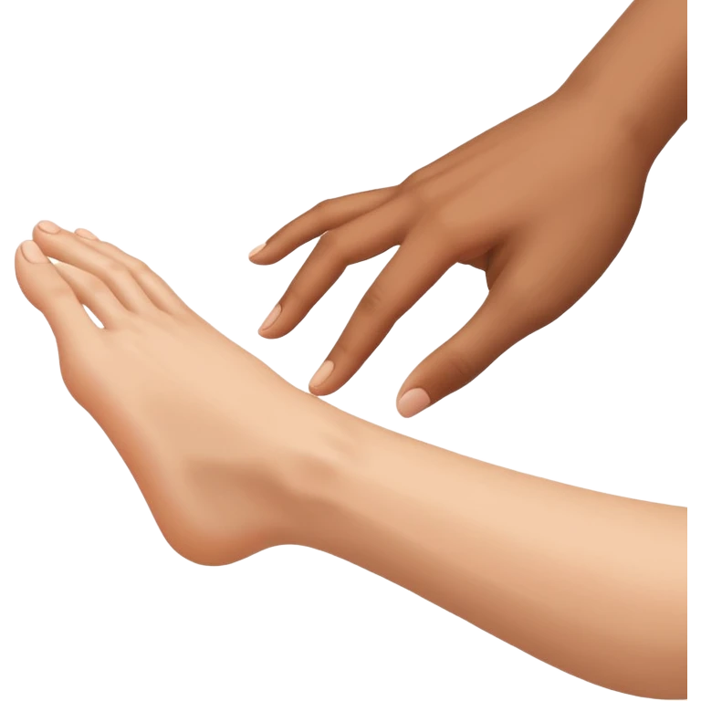 a person's hand is trying to touch another person's  foot emoji