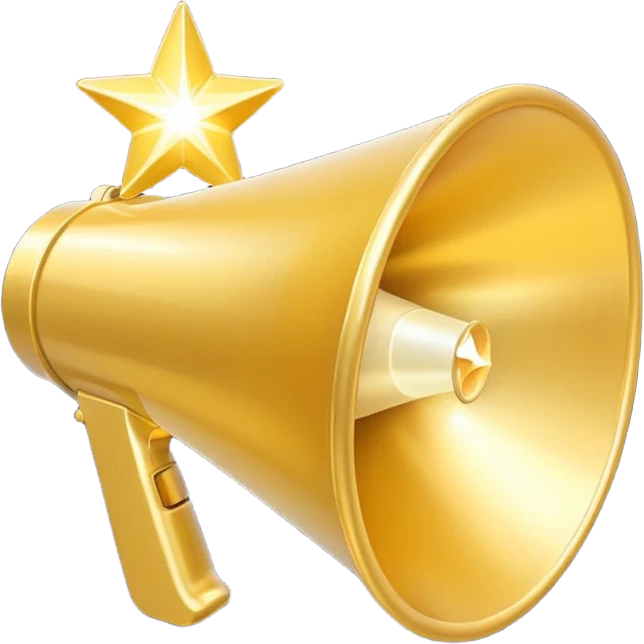 megaphone with a shining star emoji