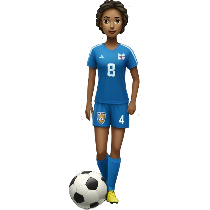 A Soccer Player women with number 4 with a crown and a Ball under her foot   emoji