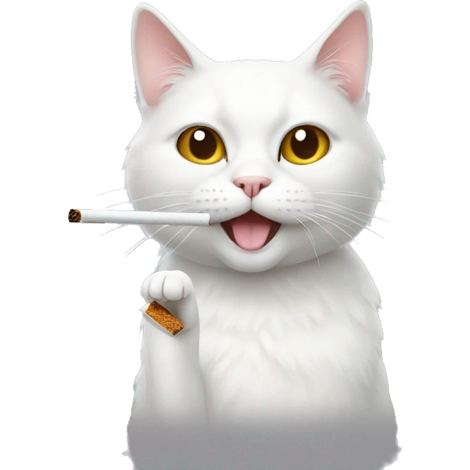 white cat with sigaret emoji