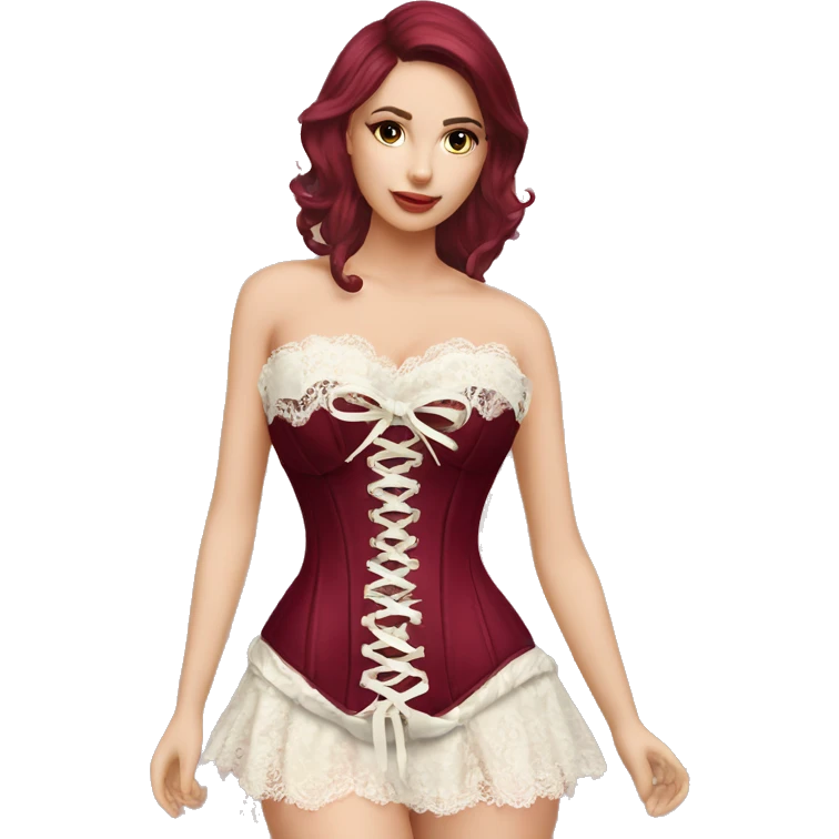 Burgundy ivory corset with lace and bow dress emoji
