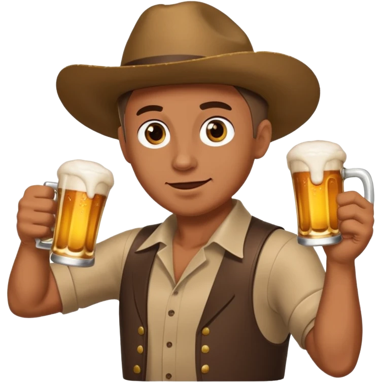 Guy shotgunning a beer emoji