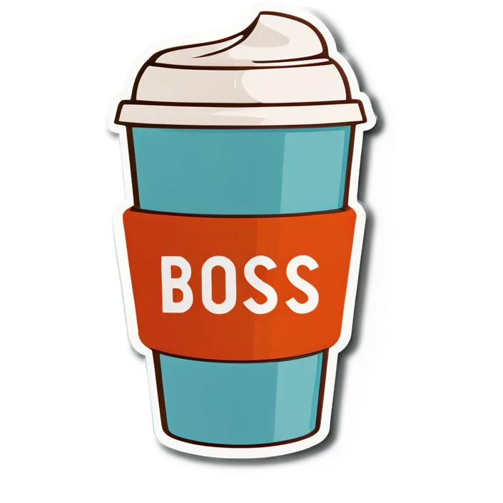 Coffee with writing on the cup "boss babe" emoji