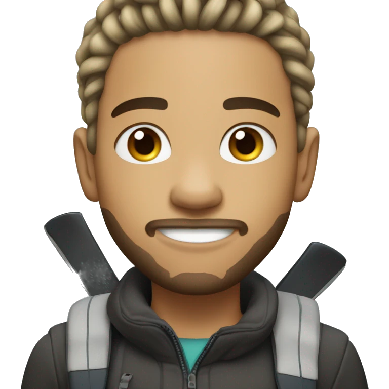 semi light skinned boy with short braids, dark hair, with goatee beard style, riding ski emoji