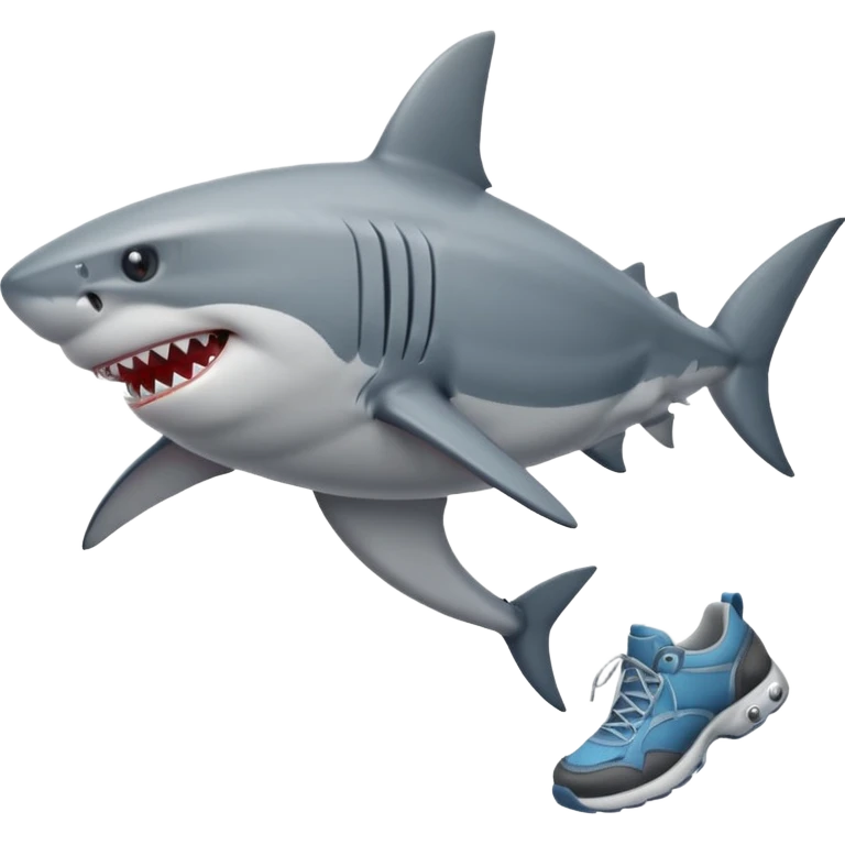 Shark with shoes and leg emoji