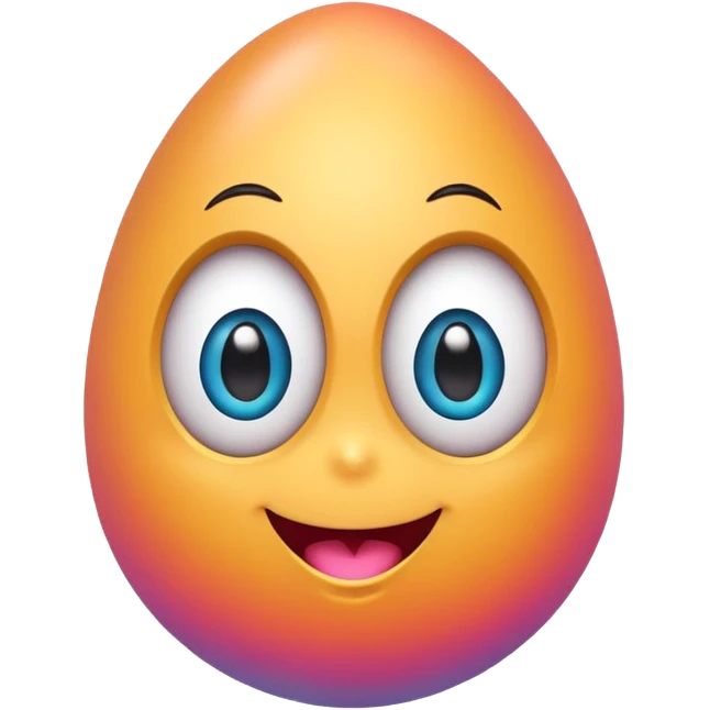 Cute colorful Easter egg character with big expressive eyes and a smiling mouth. emoji