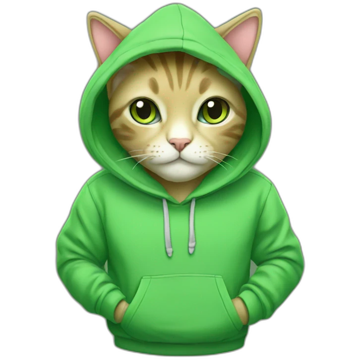cute plant cat in green hoodie emoji