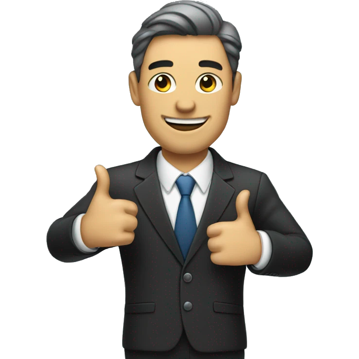 Man in suit giving two thumbs up emoji