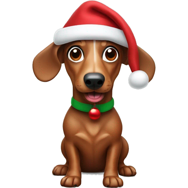 sausage dog with christmas hat emoji