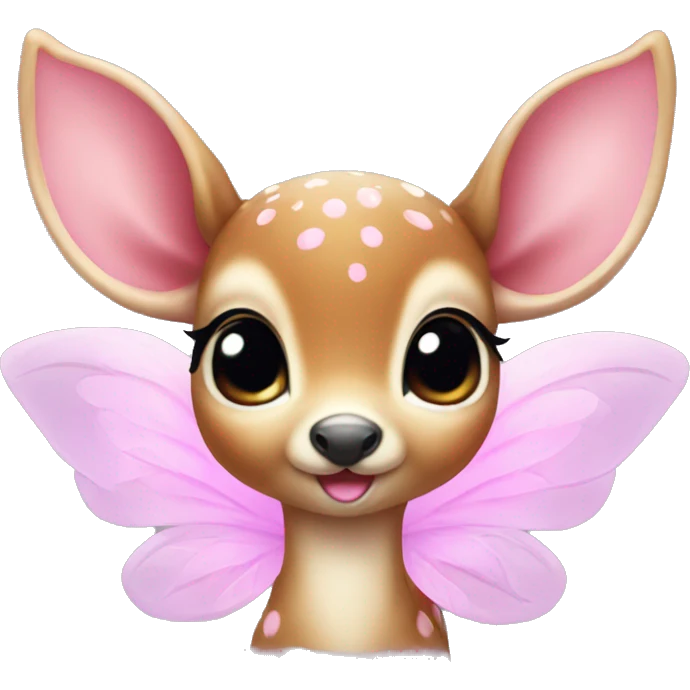 baby deer with fairy wings and a pink bow around its neck  emoji