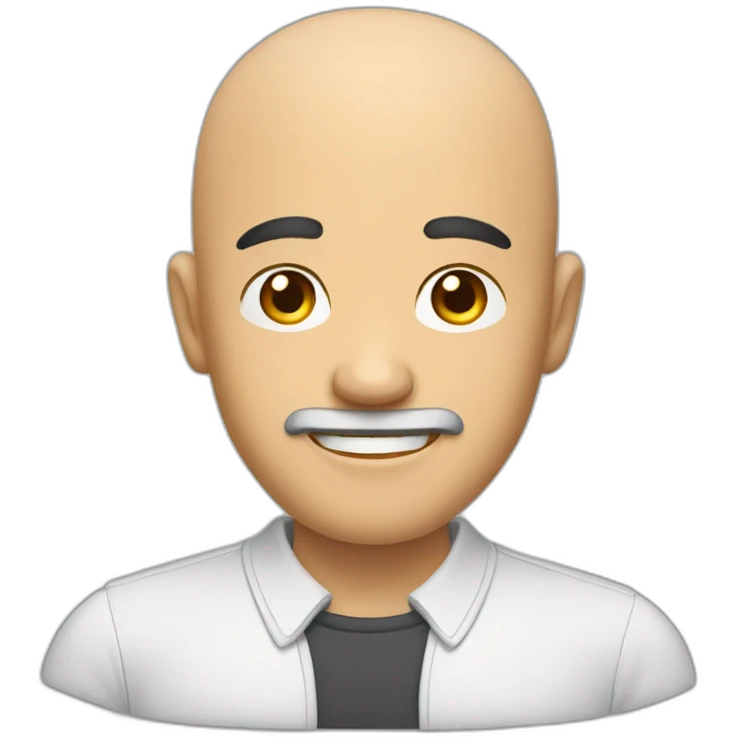 a bald asian guy with mustach smiling emoji