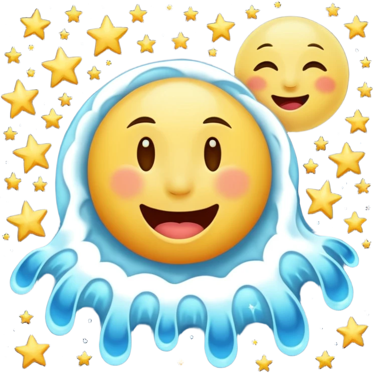 laughing moon spilling stardust emoji